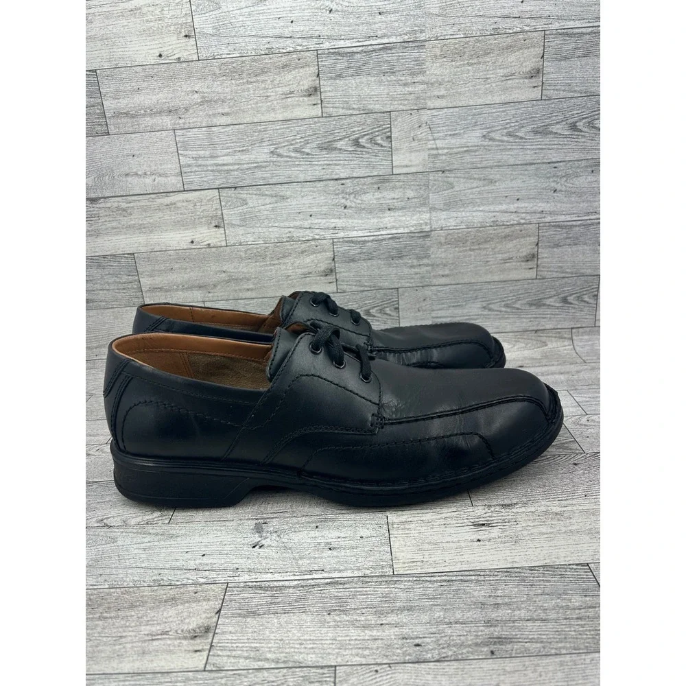 Clarks Collection Mens Leather Black Lace Up Dress Shoes Comfort Cushioned Sz 13